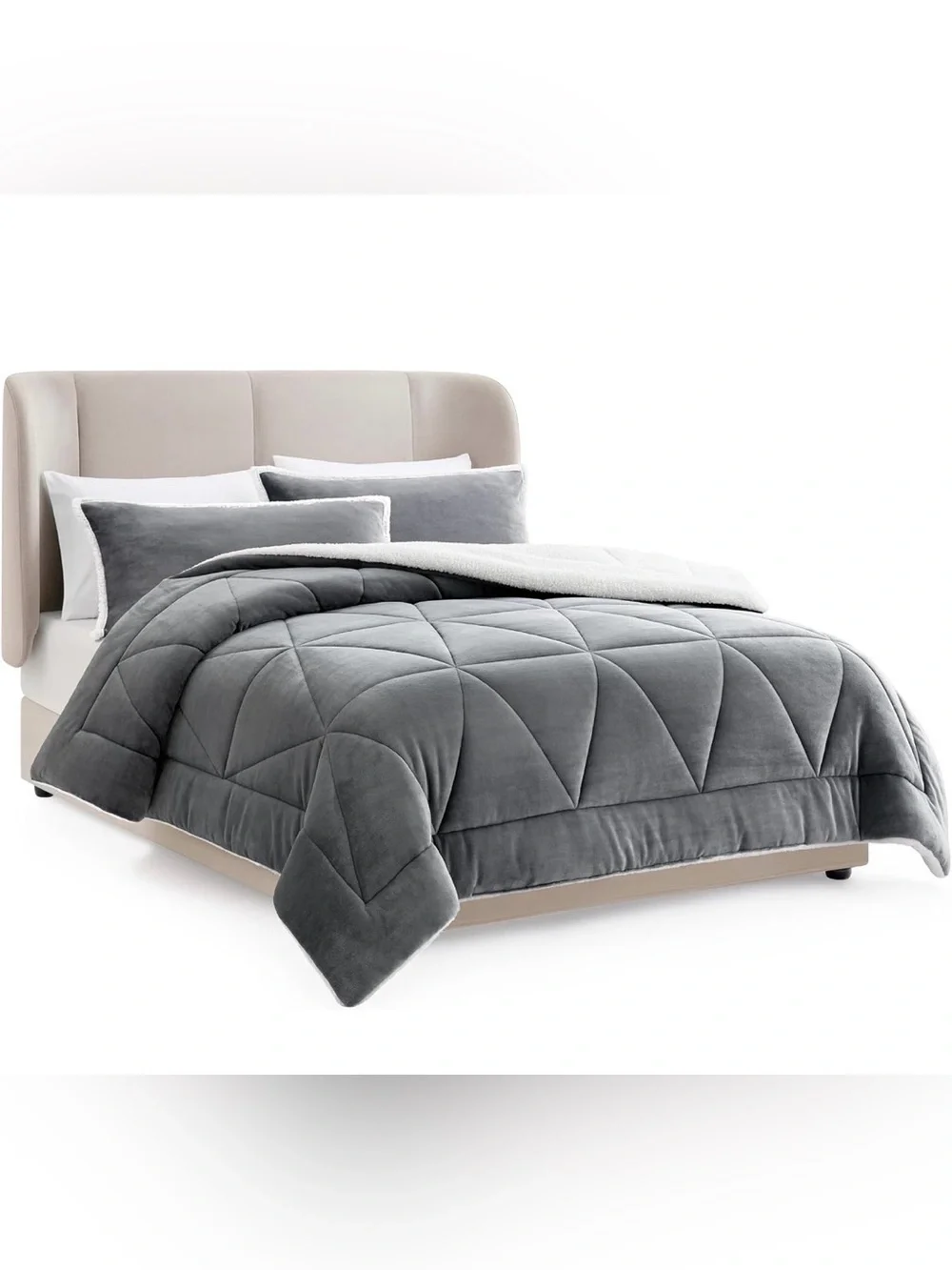 UGG Nita Reversible 3 Piece Comforter Set in Seal Grey, Cali/King